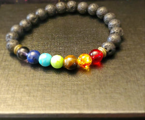 Beaded Lava Stone Chakra Bracelet