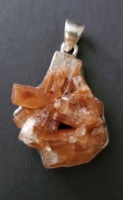 Aragonite Raw Clustered Crystal Pendant 925 silver